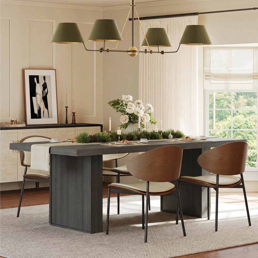 Garvee 70.9" Modern Dining Table with Hidden Storage and Fluted Legs for 6-10 People, Dark Grey