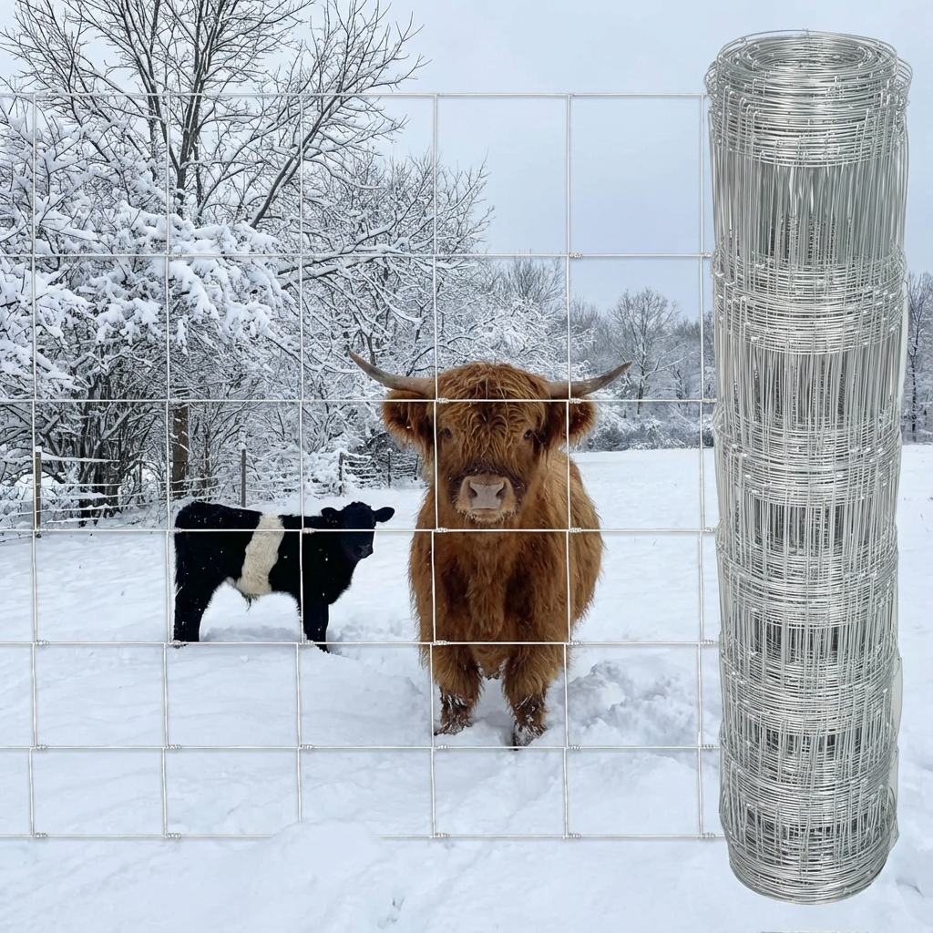 Garvee Farm Fence 4x328ft Heavy Galvanized Goat Fence, Cattle Fence, Deer Fence, Heavy Zinc Coating Hog Wire Fencing for Yard Livestock Animals Protection