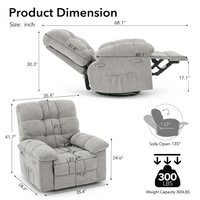 Garvee Rocking Recliner Chair, 360° Swivel Rocker Chair for Living Room, Upholstered Fabric Glider Nursery Chair with Side Pockets for Small Spaces, q235 Steel Frame Lazy Boy Recliner Single Sofa