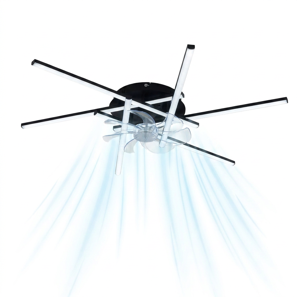 Garvee Modern 32" Ceiling Fan with LED Light, Quiet Operation, Dimmable, Handheld Controller & APP Control for Bedroom or Living Room, Black