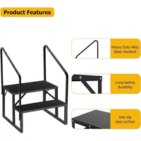 Garvee 2 Step RV Steps with Handrail, 660 Lbs Heavy-Duty Camper Entry Stairs, Anti-Slip Portable Steps for Travel Trailers,Mobile Home,Outdoor Camping with Non Slip Assist Handrail