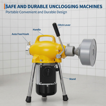 Garvee Professional Drain Cleaning Machine, Electric Sewer Snake Auger 500w 400RPM, Heavy-Duty Auto-Feed with 66Ft / 16Ft Cables & 6 Cutters for 3/4" to 4" Pipes for Sink Toilet Drainage