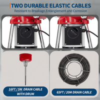Garvee GQ-75-2 500W 400RPM Electric Drain Cleaning Machine – Heavy-Duty Auto-Feed Sewer Snake Auger with 82Ft (66Ft x 5/8" + 16Ft x 3/8") Steel Cables, 6 Cutters – Portable Drain Dredging Tool for 3/4"–4" Pipes, Sinks, Toilets, Professional Plumbing,