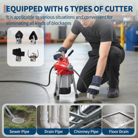 Garvee GQ-75-2 500W 400RPM Electric Drain Cleaning Machine – Heavy-Duty Auto-Feed Sewer Snake Auger with 82Ft (66Ft x 5/8" + 16Ft x 3/8") Steel Cables, 6 Cutters – Portable Drain Dredging Tool for 3/4"–4" Pipes, Sinks, Toilets, Professional Plumbing,