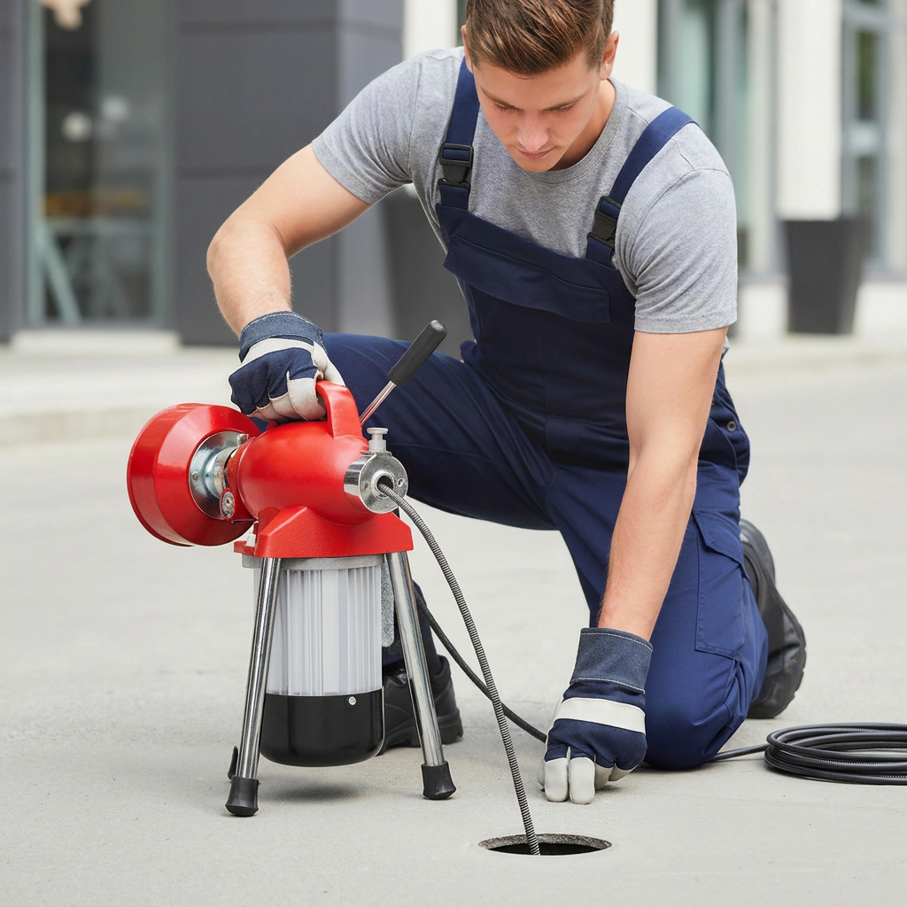 Garvee GQ-75-2 500W 400RPM Electric Drain Cleaning Machine – Heavy-Duty Auto-Feed Sewer Snake Auger with 82Ft (66Ft x 5/8" + 16Ft x 3/8") Steel Cables, 6 Cutters – Portable Drain Dredging Tool for 3/4"–4" Pipes, Sinks, Toilets, Professional Plumbing,