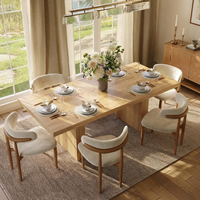 Garvee 70.9" Modern Dining Table with Hidden Storage and Fluted Legs for 6-10 People, Natural