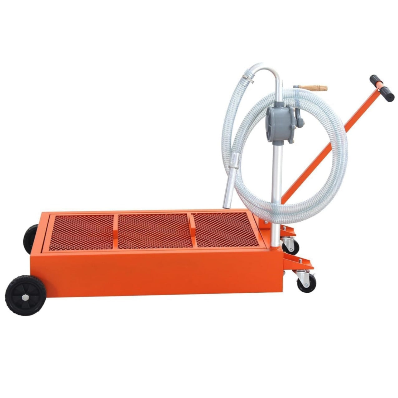 Garvee 25 Gallon Waste Oil Drain Tank Low Profile with Wheels Steel Durable Mesh Grille for Garage Workshop