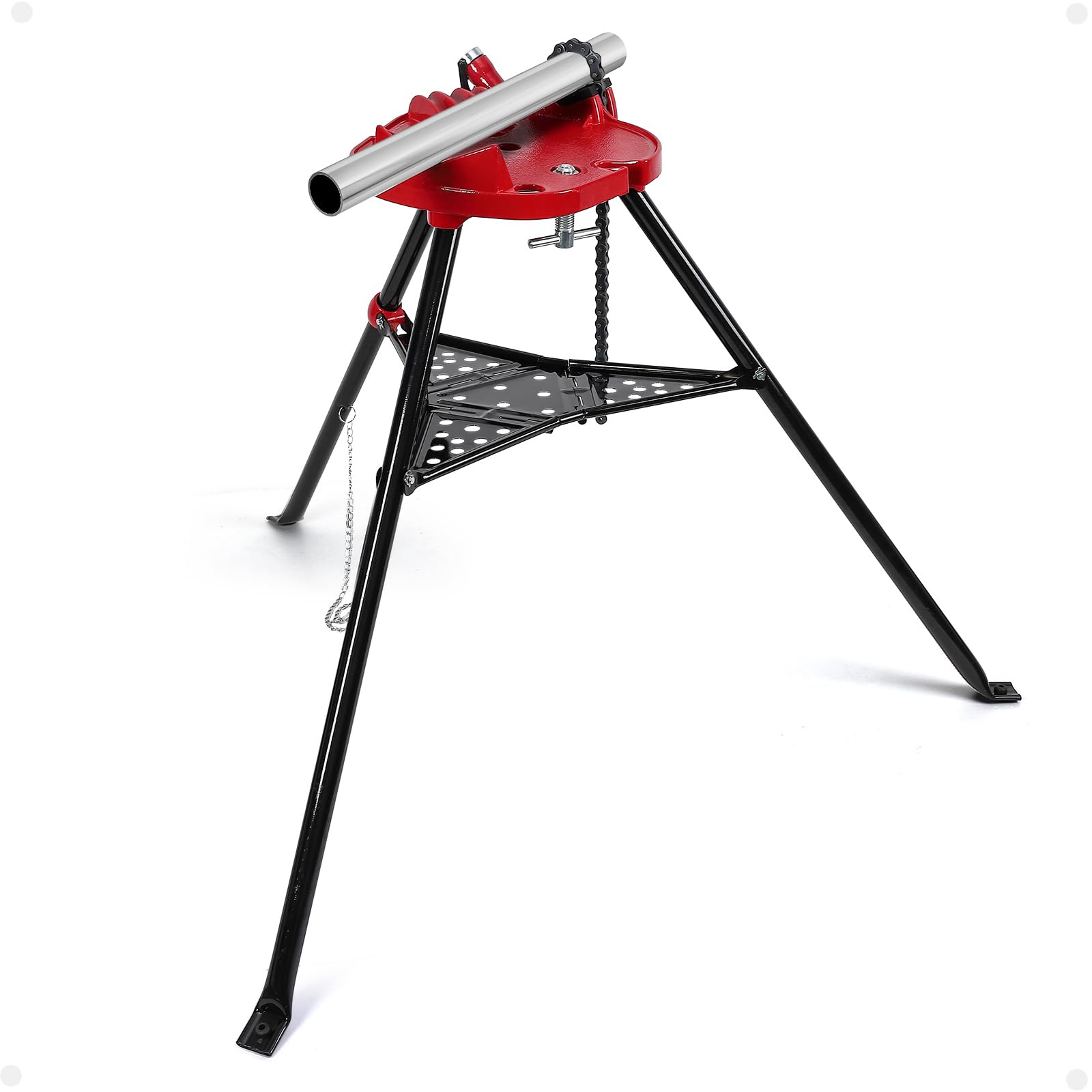 Garvee Tripod Pipe Chain Vise Stand 1/8"-6" Capacity Foldable Steel Legs for Pipe Cutting Bending Threading