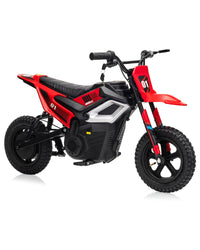 Garvee 24V Electric Dirt Bike 350W Motor 10MPH Speed Key Start Hand Brake 12" Fat Tires Dual Suspension Kids Outdoor Riding