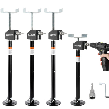 Garvee RV Stabilizer Jacks – Electric Trailer Jack Set (Supports 5000 lbs) with Flat Top Support Blocks, Adjustable 21.06"-49", Heavy-Duty Camper Stabilizer (Set of 4)