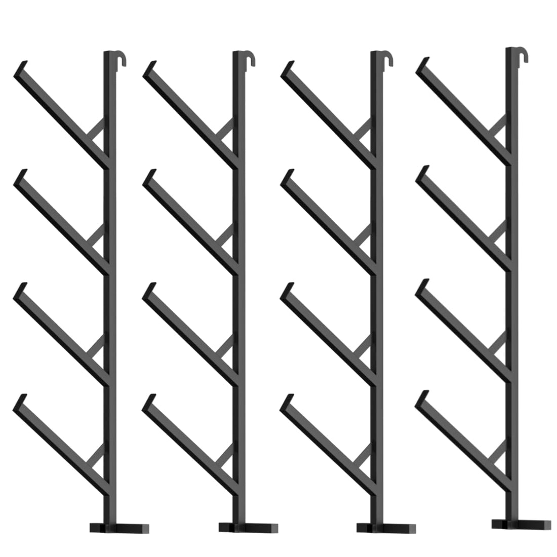 Garvee 4 Pack Shipping Container Pipe Rack, 4-Tier Heavy-Duty Container Shelving Brackets, No-Drill Installation, Vertical Storage, 400 LB Capacity, Black