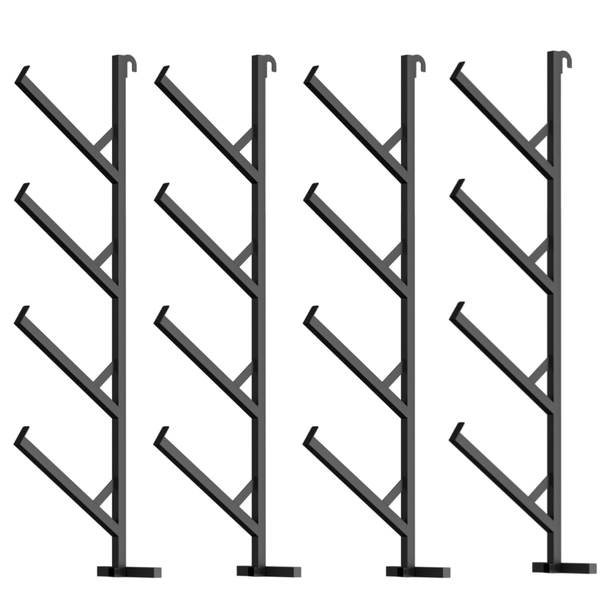 Garvee 4 Pack Shipping Container Pipe Rack, 4-Tier Heavy-Duty Container Shelving Brackets, No-Drill Installation, Vertical Storage, 400 LB Capacity, Black