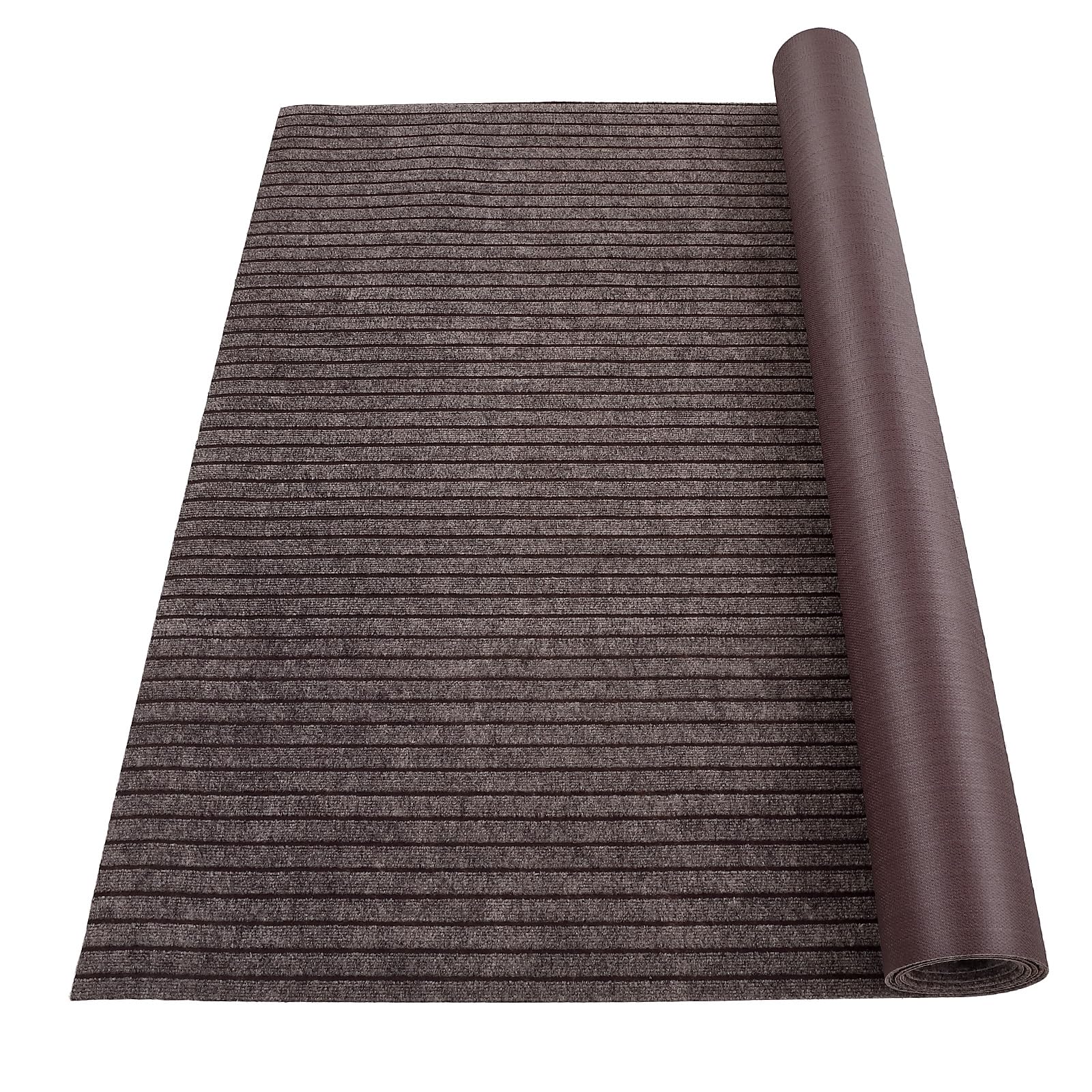 Garvee 6' × 13.1' Boat Marine Carpet,Stripe Brown Marine Carpet, Indoor/Outdoor Rug, TPR Non-Slip, Waterproof, for Patio Deck, Outdoor Use, Camping