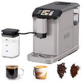 Garvee Fully Auto Espresso Machine - One - Touch, LCD Touch Control Panel，20 - Bar, Auto Milk Froth, Dual Boiler, Compact, Gun Color - Silver Color+Gun Color