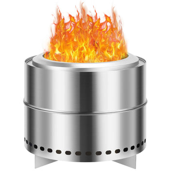 Garvee 20" Portable Smokeless Wood Burning Firepit with Stand Stainless Steel Bonfire Fire Pit for Camping & Picnic, Carry Bag, Split Structure