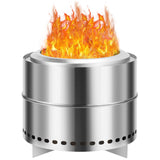 Garvee 20" Portable Smokeless Wood Burning Firepit with Stand Stainless Steel Bonfire Fire Pit for Camping & Picnic, Carry Bag, Split Structure - Silver
