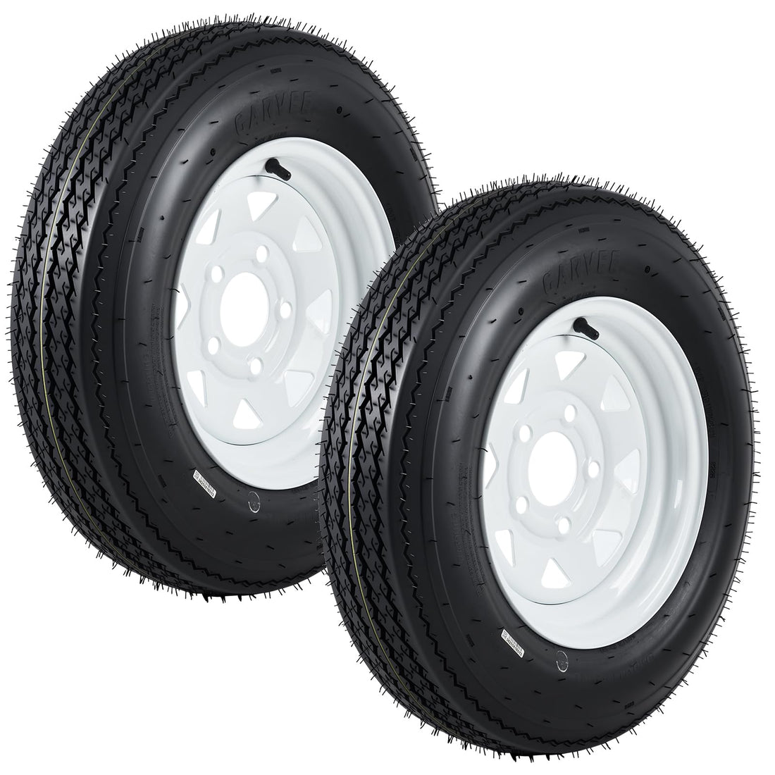Garvee 5.30-12 Trailer Tire and Wheel Assembly, Heavy-Duty Load Range C 6PR, 12 Inch White Modular Wheel for Utility Boat Camper Trailers, Set of 2