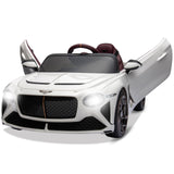 Garvee Kids Ride On Car, Licensed Bentley Bacalar 12V Electric Vehicles w/Parent Remote Control, Scissor Door, Suspension, 3 Speeds, LED Lights, Horn, Battery Powered Ride on Toy for Boys Girls - White - White