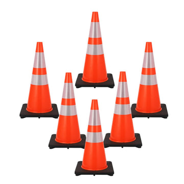 Garvee 6 Pack 28 inch Traffic Safety Cones, PVC Safety Traffic Cone with Reflective Collar, Orange Traffic Cones for Traffic Control, Driving Training, Parking Lots