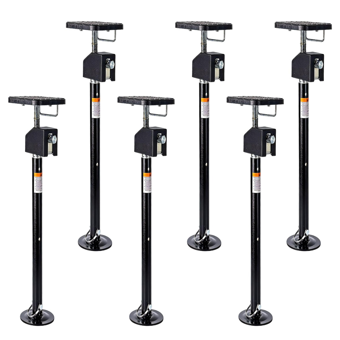 Garvee 6-Pack RV Slide Out Support Jacks - Flat Top Support, Stabilizer Jacks with 21"-49" Quick-Lift Adjustment, 30,000 lbs Capacity, Compatible with Drill & Hand Crank for Campers & RVs