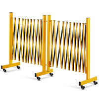 Garvee Metal Expandable Barricade, 23 Ft Folding Security Gate, Rotatable & Portable Expandable Barricade Gate Outdoor, Industrial Expandable Barricade Gate with Casters, Yellow&Black