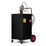 Garvee 40-Gallon Fuel Caddy - Portable Polyethylene Gasoline and Diesel Tank with Manual Rotary Pump, 360° Swivel Connector, 4 Wheels, and Side Hook for Cars and Boats, Black - Black