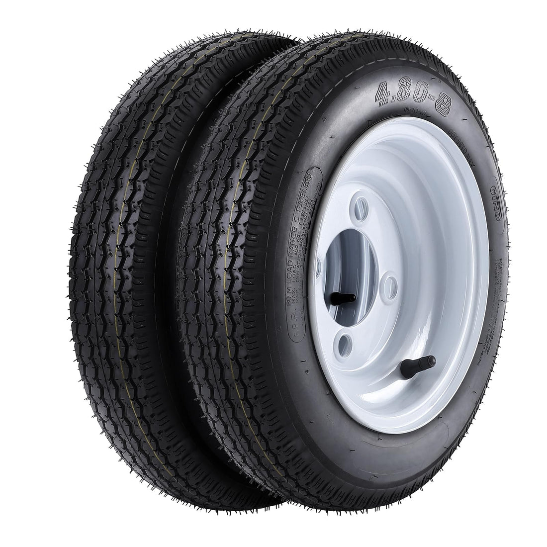 Garvee 4.80-8 Trailer Tires, 2 Pack, Load Range C 6PLY, 8"x3.75" Rims 4 Lug on 4", Max Load 745 LBS @ 90 PSI, Durable All-Purpose Design for Utility, Cargo & Boat Trailers