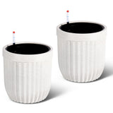 Garvee 14.5 Inch Tall Planters Set of 2 Flower Pots with a Water Level Monitor, Self Watering Insert and Hidden Wheels, Ideal for Living Room, Bedroom Office, Patio, Porch, Garden, White - White