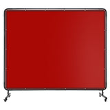Garvee 8 X 6 FT Vinyl Welding Screen with Frame, Flame-Resistant PVC Welding Curtain with Lockable Swivel Wheels, Transparent Welding Screen Panel for Welding Safety, Red - red