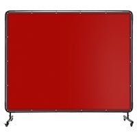 Garvee 8 X 6 FT Vinyl Welding Screen with Frame, Flame-Resistant PVC Welding Curtain with Lockable Swivel Wheels, Transparent Welding Screen Panel for Welding Safety, Red