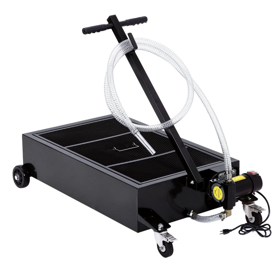 Garvee 20 Gallon Oil Drain Pan with 110V Electric Pump, 8FT Hose, Folding Handle, Carbon Steel, Wheels, for Cars, SUVs, Trucks, Buses, RVs