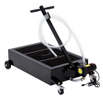 Garvee 20 Gallon Oil Drain Pan with 110V Electric Pump, 8FT Hose, Folding Handle, Carbon Steel, Wheels, for Cars, SUVs, Trucks, Buses, RVs