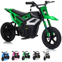 Garvee 24V Kids Electric Dirt Bike 350W Motor 10MPH Speed Rear Suspension Leather Seat Black Blue Green Red Rose White Outdoor Riding