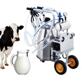 Garvee 6.6 Gal/25L Portable Cow Milking Machine, Electric Milking Machine with 304 Stainless Steel Bucket, Automatic Pulsation Vacuum Milker with Food-Grade Silicone Cups and Tubes, for Cows and Goats