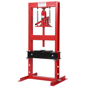 Garvee 6-Ton Hydraulic Shop Press H-Frame Pneumatic Benchtop Adjustable Height Garage Workshop Red