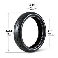 Garvee 120/70-17 Motorcycle Tire Front Black Wall 4PR Sport & Street Bike High Performance Enhanced Grip