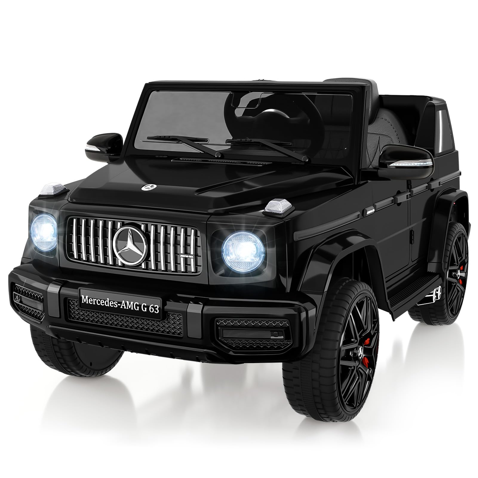 Garvee 12V Kids Ride on Car, Licensed Mercedes Benz G63 Electric Car w/Remote Control, Music, Spring Suspension, LED Light, Bluetooth, Horn, AUX, Safety Lock Battery Powered Electric Vehicle - Black