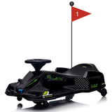 Garvee Ride - G Series: 24V Drift Go-Kart for Kids: Quality Metal, 7.5mph, LED, Music, for 8-12 Years Old - Black - Black