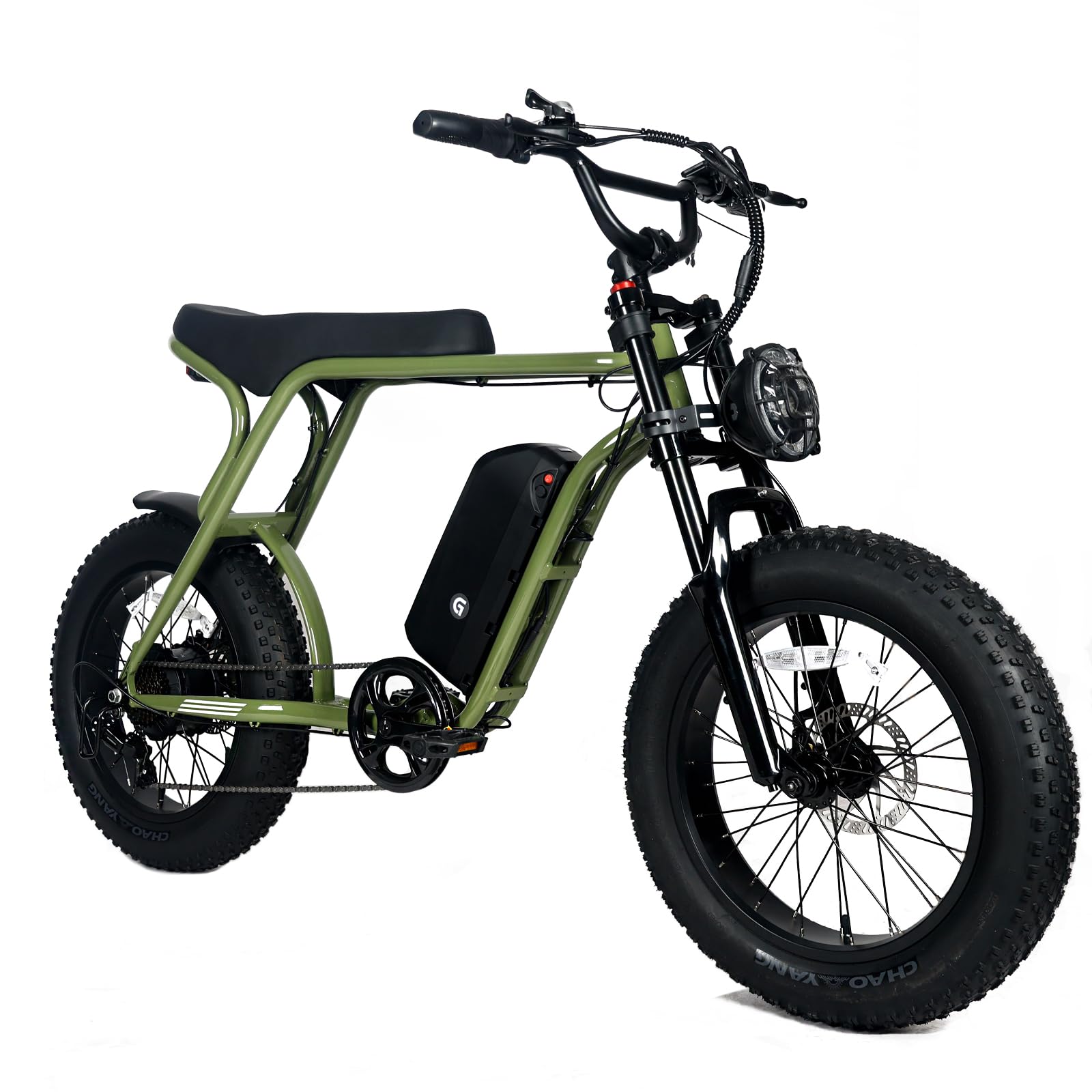 Garvee Electric Mountain Bike for Adults 20" x 4.0 Fat Tire, E-Bike 750W Motor 48V 15.6Ah Removable Battery, Max Speed 40MPH, Shi mano 7-Speed Adult Electric Bicycle for Off-Road Adventures, Green