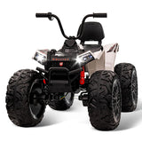 Garvee Ride - P Series: 24V Kids Quad ATV, Ride on Car 4WD Quad Electric Vehicle, 4x80W Powerful Engine, with 7AHx2 Large Battery, Accelerator Handle, EVA Tire, Full Metal Suspension, LED Light, Bluetooth&Music - White - White