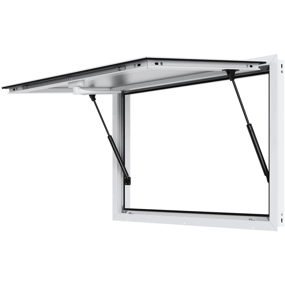Garvee 60" x 36" Aluminum Alloy Food Truck Concession Window With Awning Door & Drag Hook For Food Trucks And Trailers, Up To 85° Stand, Glass Not Included