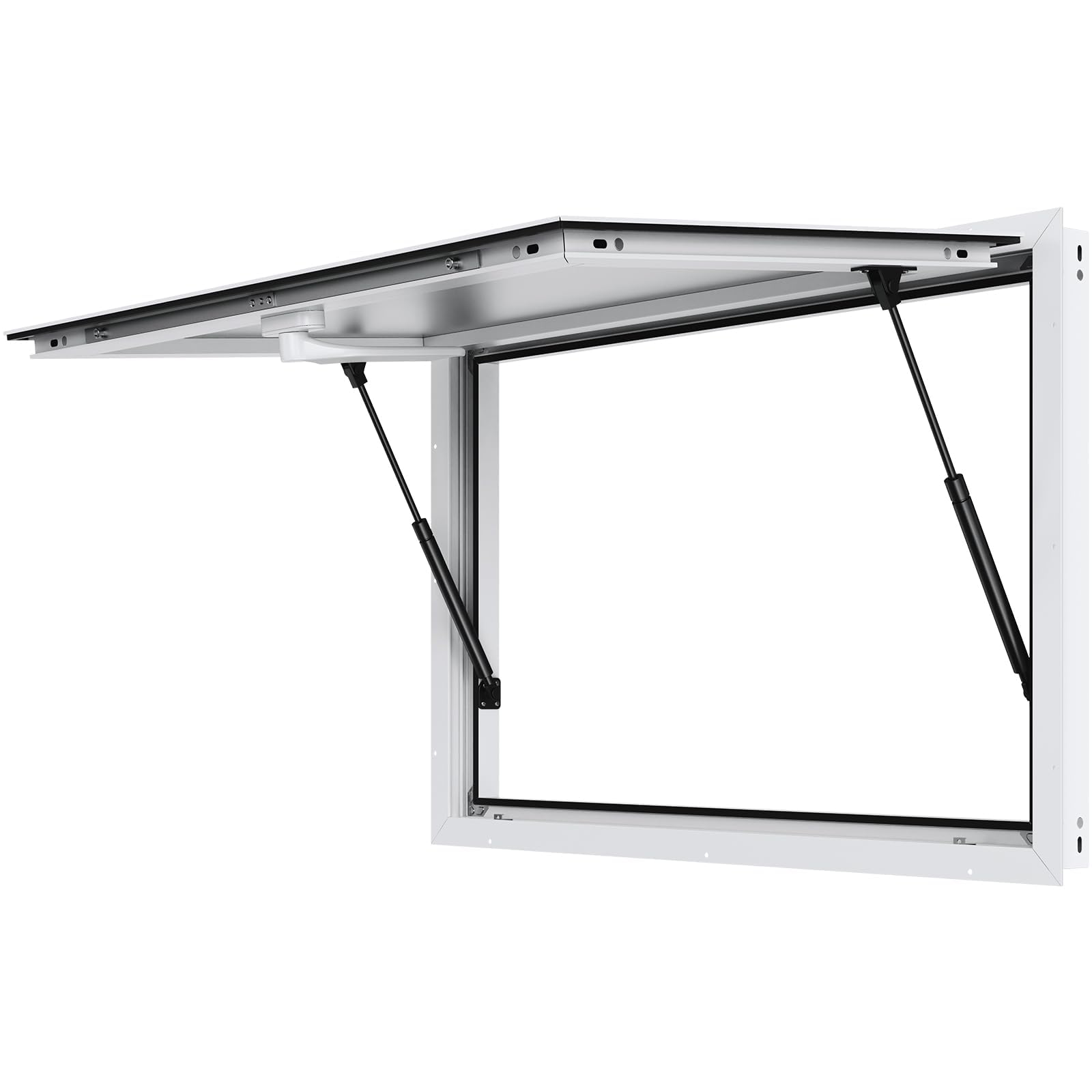 Garvee 60" x 36" Aluminum Alloy Food Truck Concession Window With Awning Door & Drag Hook For Food Trucks And Trailers, Up To 85° Stand, Glass Not Included