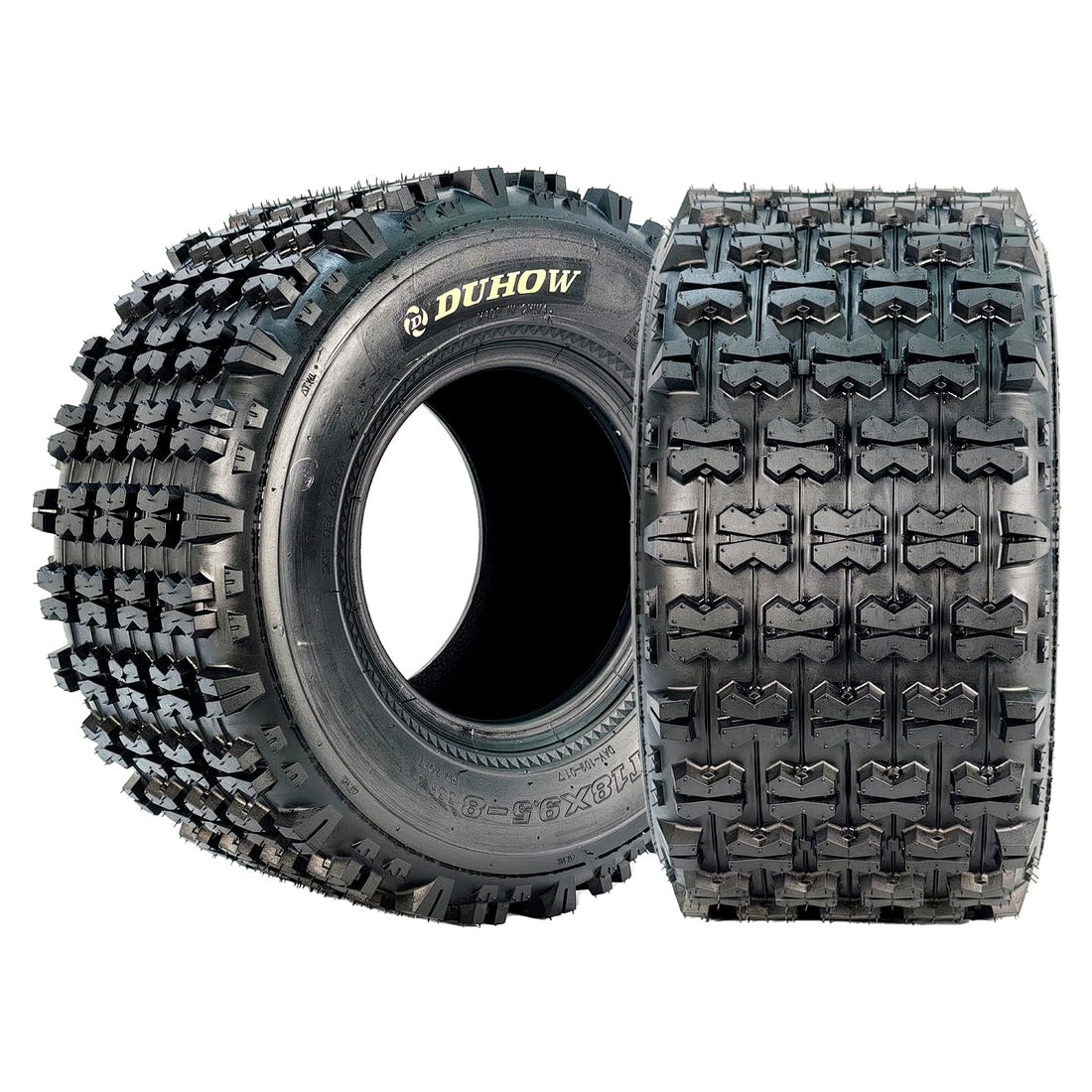 Garvee 18x9.5-8 Sport-Racing ATV Tires, 4 PR Tubeless Off-Road Tires, Knobby Tread, Durable Heavy-Duty, Mud Trail, Black, Set of 2