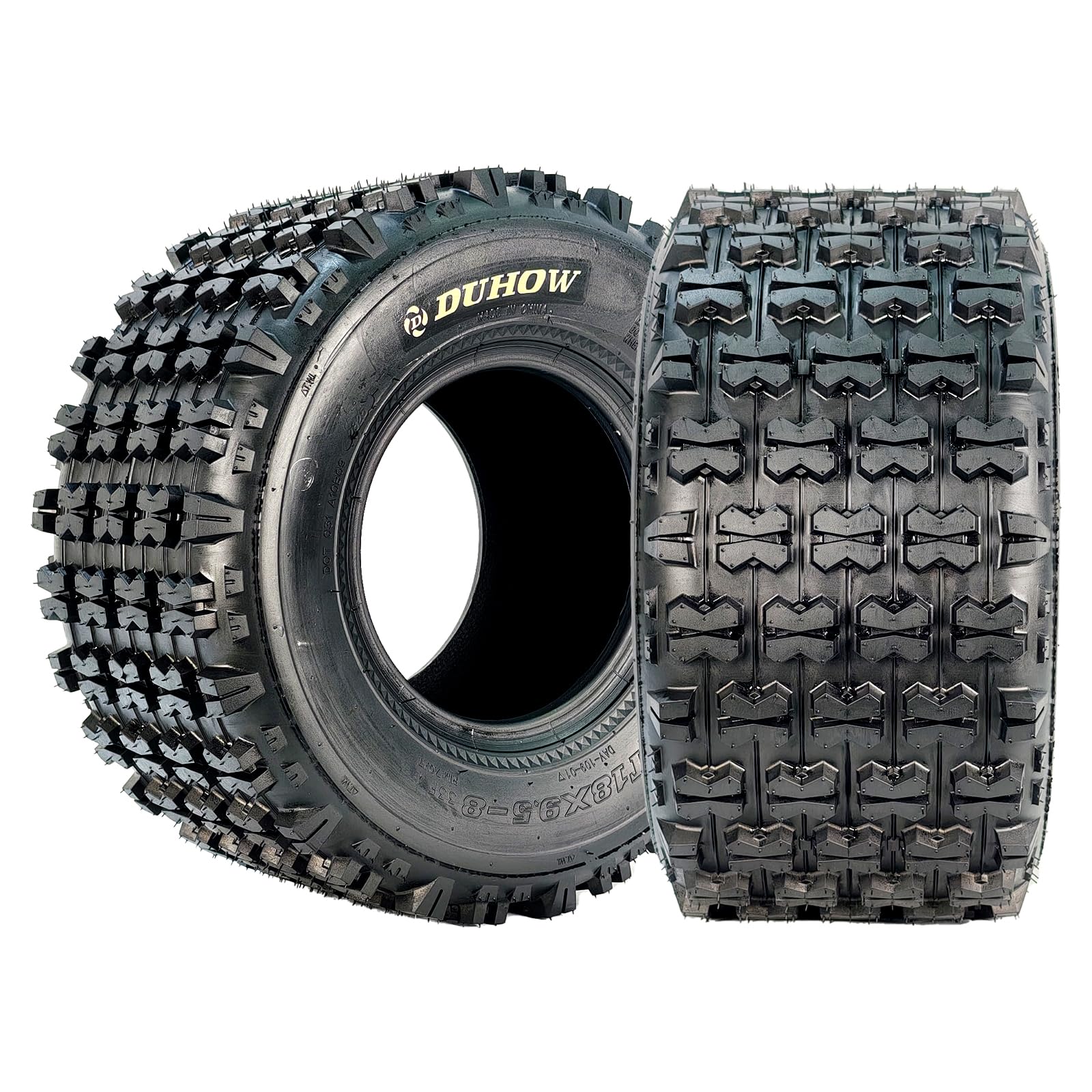 Garvee 18x9.5-8 Sport-Racing ATV Tires, 4 PR Tubeless Off-Road Tires, Knobby Tread, Durable Heavy-Duty, Mud Trail, Black, Set of 2