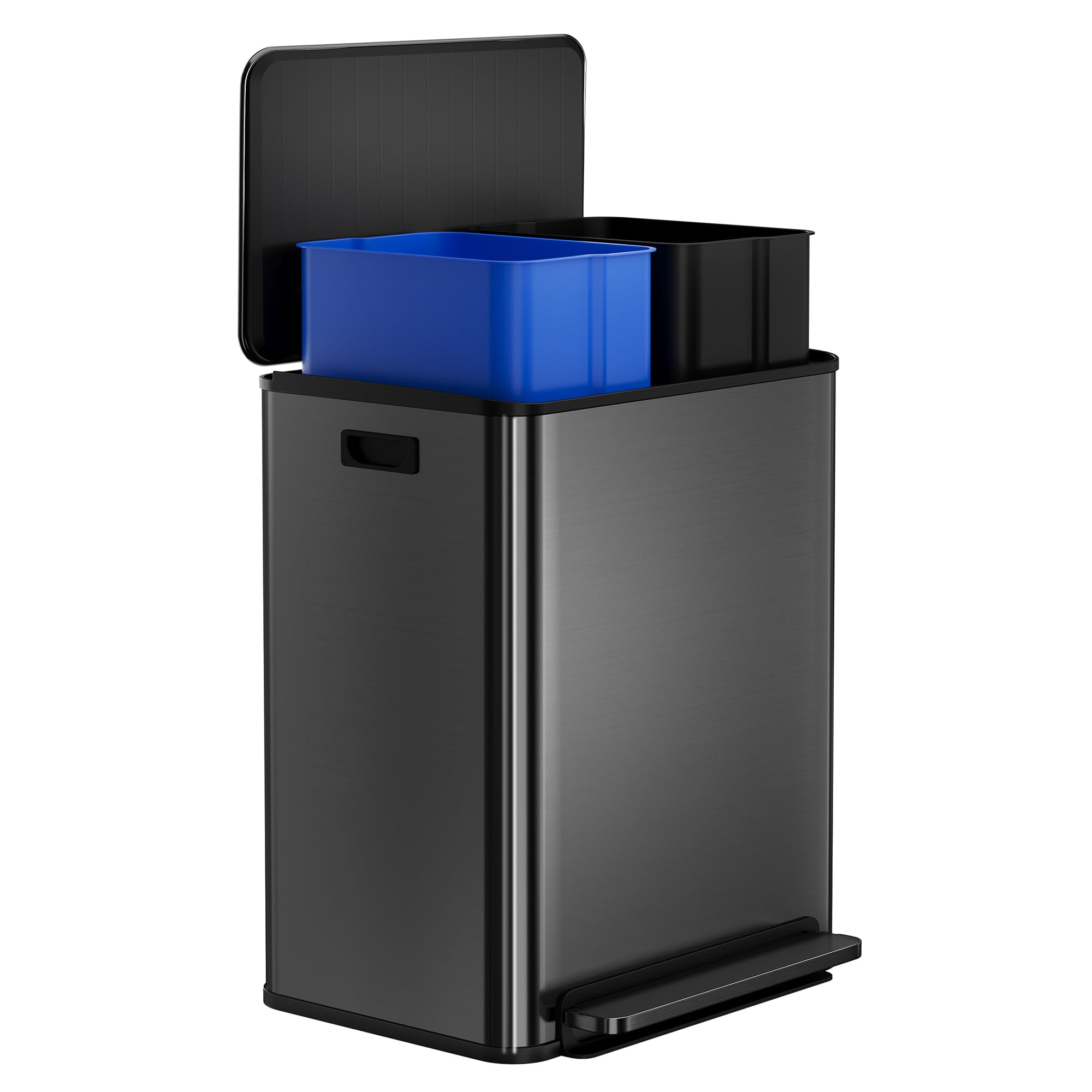 Garvee 60L/16 Gal Kitchen Trash Can, 2×8 Gal Pedal Trash Bin with Removable Baskets, Stainless Steel Garbage Can for Kitchen Office Restaurant School Hospital