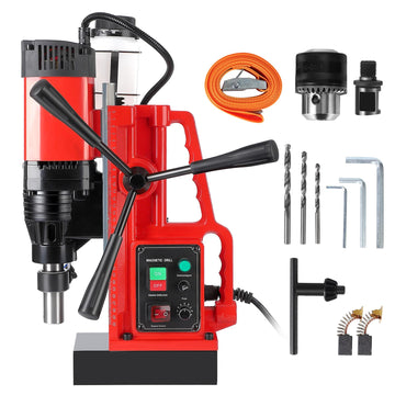Garvee Magnetic Drill, 1100W 550RPM Portable Magnetic Drill Press, 1.57in Boring Diameter, 12Pcs Drill Bits Electric Drilling Machine for Metal Surface, Industrial and Home Improvement 500RPM