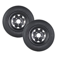 Garvee 4.80-12 Trailer Tires with 12 in Rims, 5 Lug, Load Range C, Multi-Function Lawn Mower & Tractor Tires, Black, 2 Pack