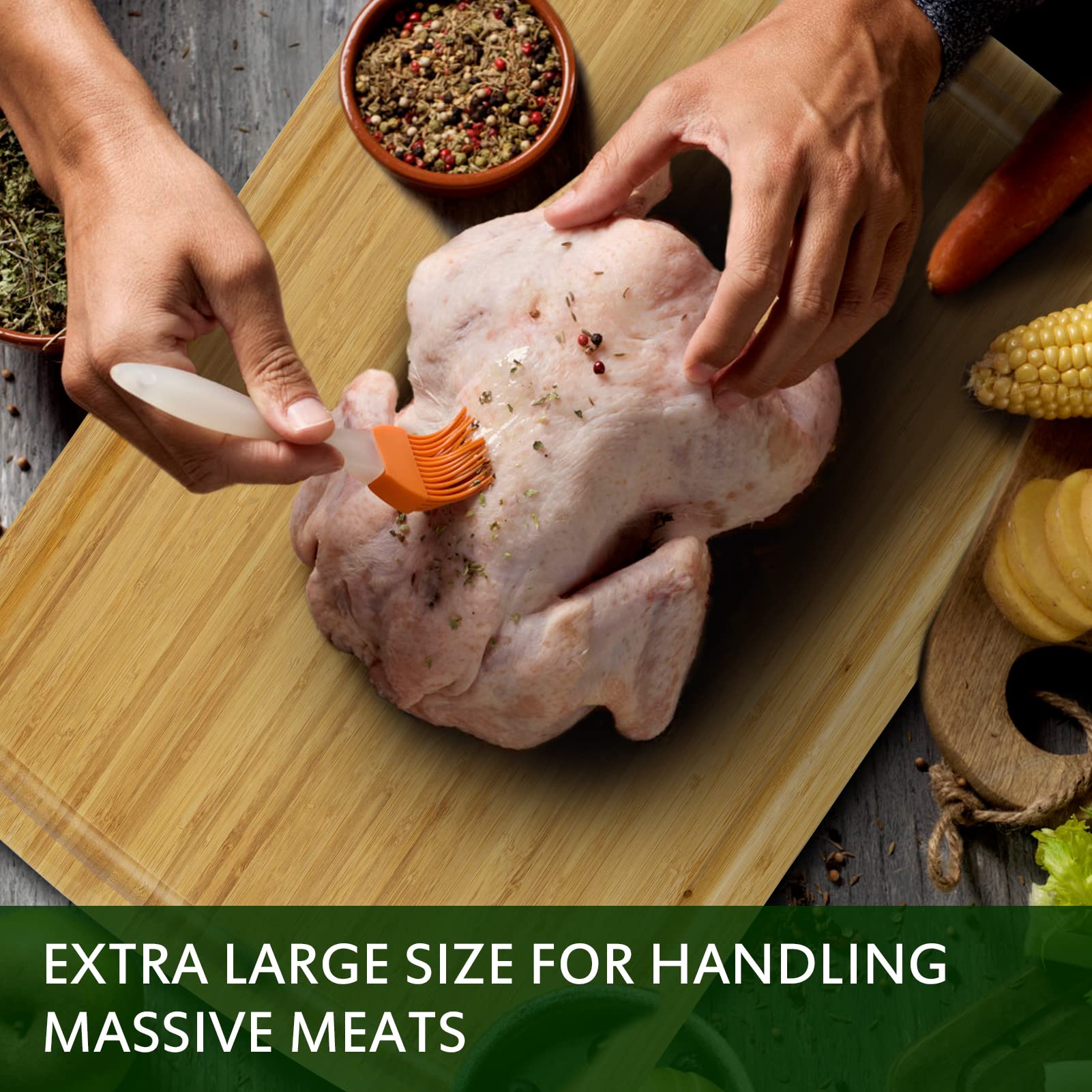 Garvee 30x20" Extra Large Cutting Board, Bamboo Stove Top Cover, Over the Sink Cutting Board with Juice Groove, Heavy Duty Charcuterie Board for Kitchen