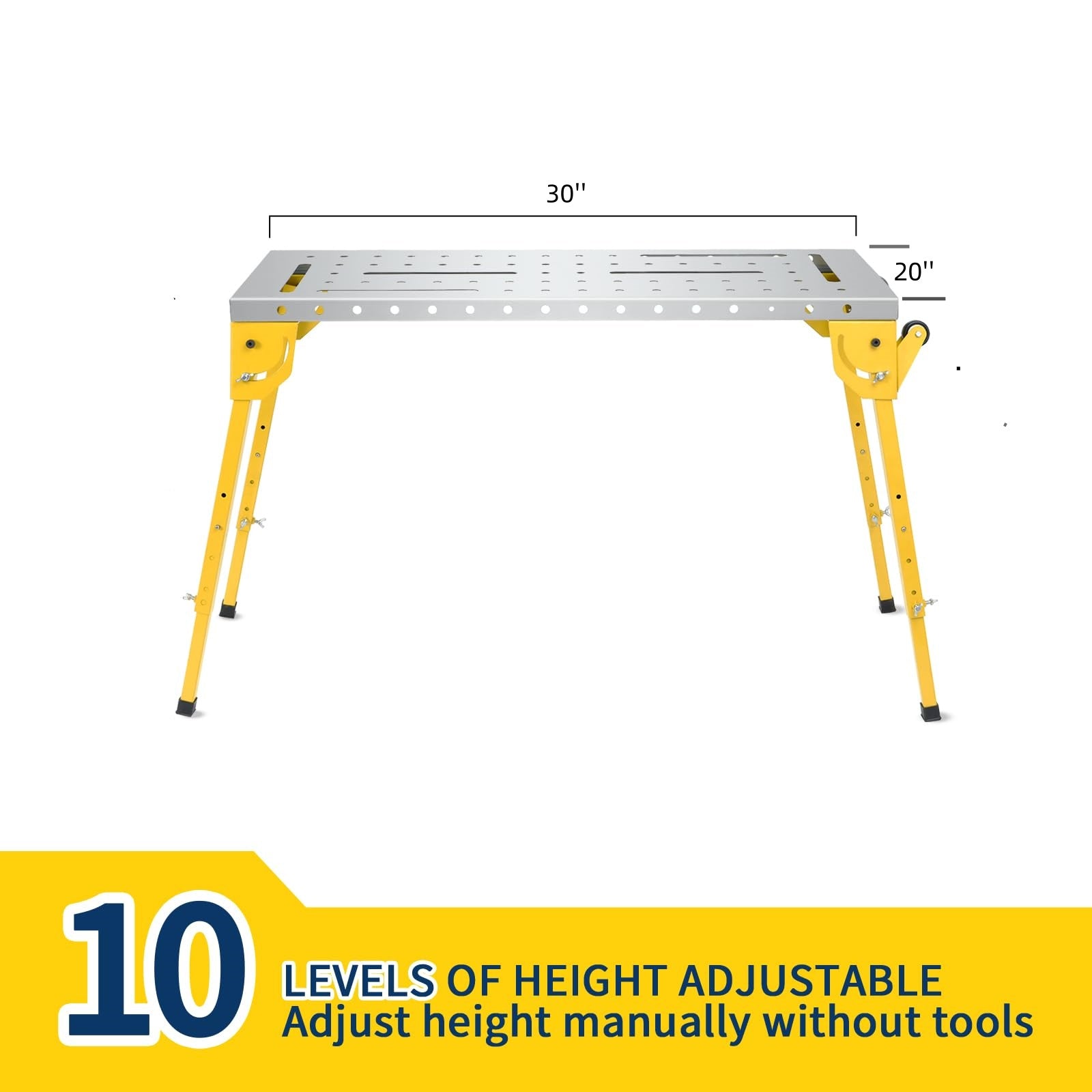 Garvee 30''x20'' Welding Table - Portable Workbench with Folding Legs, Wheels, Adjustable Height, 30x20 Inch Surface, 350lbs Capacity for Garage, Shop, Home
