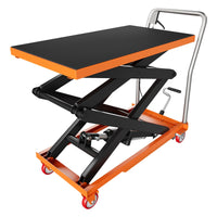 Garvee 770lbs Capacity Hydraulic Lift Table Cart, 14"-59" Lifting Height Manual Double Scissor Table Lift Cart with Non-Slip Pad for Material Handling and Transportation - Orange